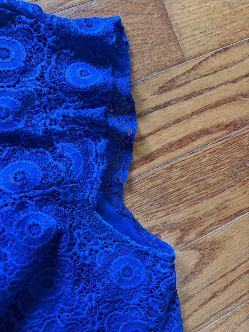 mandee Royal Blue Lace Cap-Sleeve Top - Picture 3 of 6